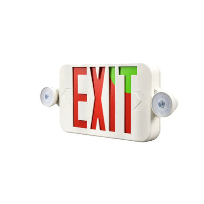 LED Exit Sign with Combo Lamp Heads Red or Green Legend, 4000K, 120-277 VAC, 90 min backup