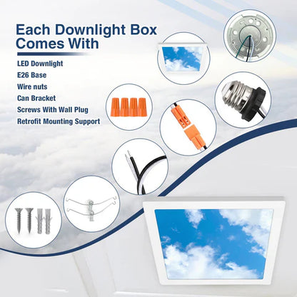 LED Recessed Downlight, 12 Inch Square, 24W, 5000K, 1,200 Lumens, 120 VAC