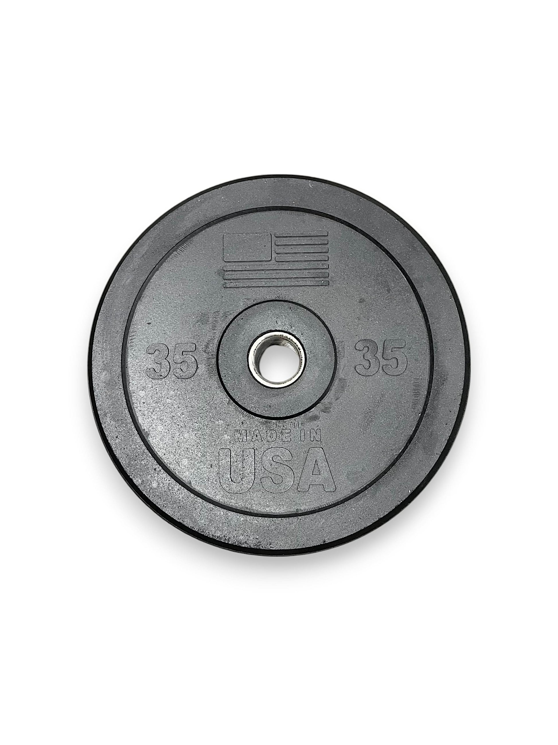 USA Bumper Plates - top view (35 lbs)