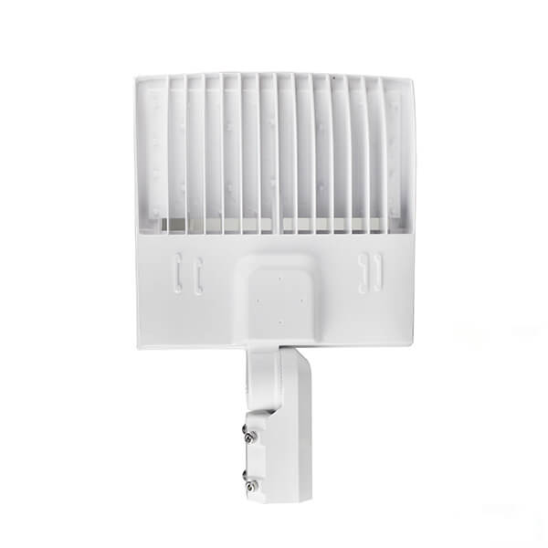 LED Parking Lot Light Bracket - White 3-in-1 Adjustable Mount | Direct, Trunnion & Slip Fitter Arm