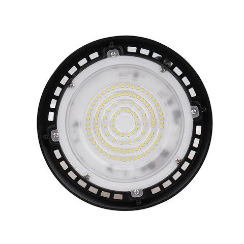 80W LED Round High Bay Light – 9200 Lumens - 5000K - 120V -  DOB - IP65 - UL Listed - Black Housing