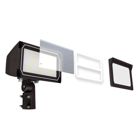 LED Flood Light – Adjustable Wattage 120W/150W/200W - Slip Fitter & Yoke Mount Included - High-Performance Outdoor Lighting