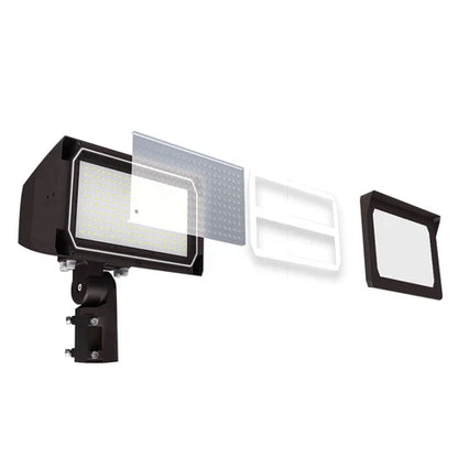 LED Flood Light – Adjustable Wattage 120W/150W/200W - Slip Fitter & Yoke Mount Included - High-Performance Outdoor Lighting