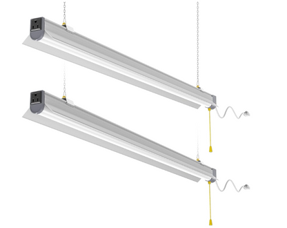 2-Pack 60W LED Shop Lights, 5000K Daylight, 7800LM, Linkable Garage Ceiling Lights with Power Cord, T10 Linear Fixture for Workshop, Office, Basement, 120V Only