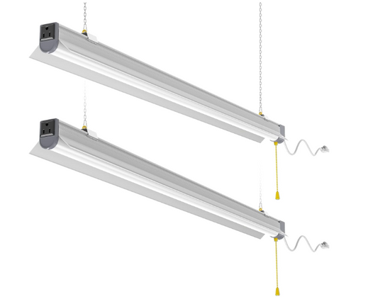 2-Pack 60W LED Shop Lights, 5000K Daylight, 7800LM, Linkable Garage Ceiling Lights with Power Cord, T10 Linear Fixture for Workshop, Office, Basement, 120V Only