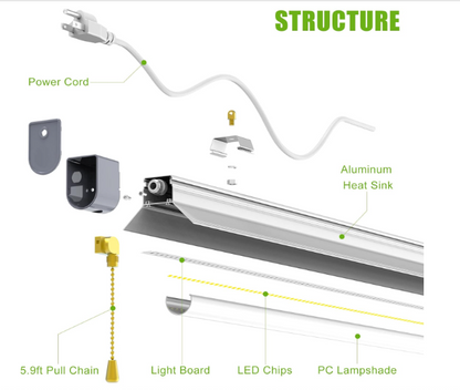 2-Pack 80W LED Shop Lights, 5000K Daylight, 10,400LM, Linkable Garage Ceiling Lights with Power Cord, T10 Linear Fixture for Workshop, Office, Basement, 120V Only