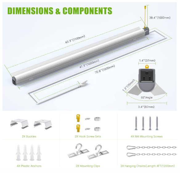 2-Pack 80W LED Shop Lights, 5000K Daylight, 10,400LM, Linkable Garage Ceiling Lights with Power Cord, T10 Linear Fixture for Workshop, Office, Basement, 120V Only