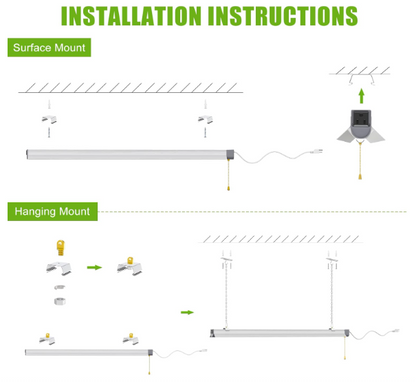 2-Pack 80W LED Shop Lights, 5000K Daylight, 10,400LM, Linkable Garage Ceiling Lights with Power Cord, T10 Linear Fixture for Workshop, Office, Basement, 120V Only