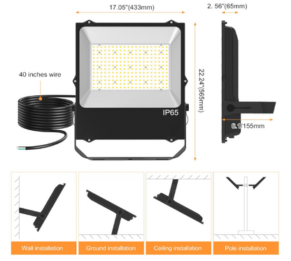 LED Flood Light, 300W, 5000K, 42,000 Lumens, 100-277 VAC