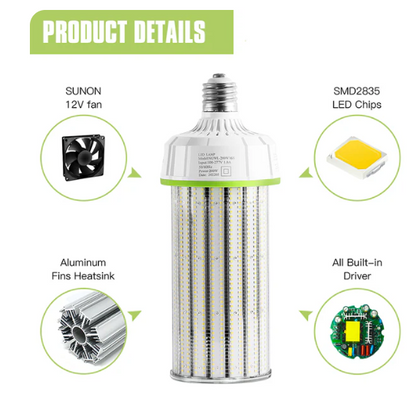 LED Corn Bulb, 250W, 37,500Lumens, 5000K, E39 Base, 100- 277 VAC