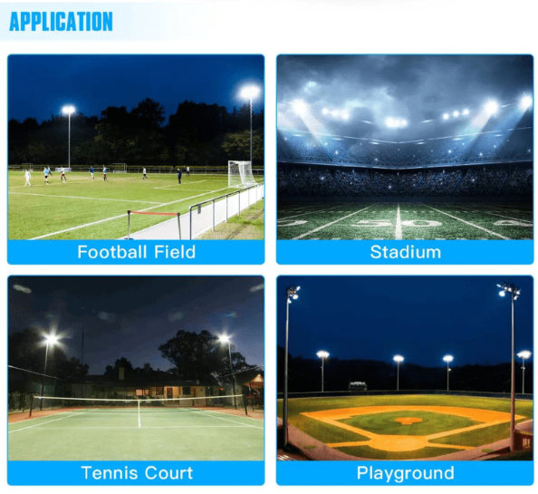 LED Stadium Flood Light, 300W/400W/500W/600W, 90,000 Lumens, 5000K, 120-277 VAC