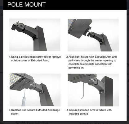 200W LED Parking Lot Light, 5000K, Built-in Photocell, 29,000 Lumens, Trunnion & Slip Fitter Mount, 100-277 VAC