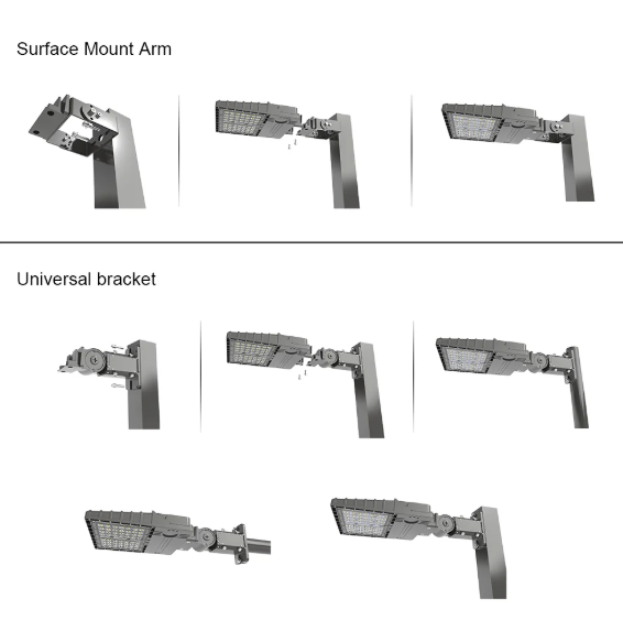 200W LED Parking Lot Light, 5000K, Built-in Photocell, 29,000 Lumens, Trunnion & Slip Fitter Mount, 100-277 VAC