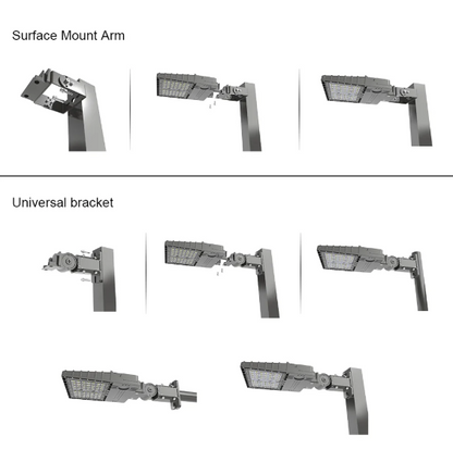200W LED Parking Lot Light, 5000K, Built-in Photocell, 29,000 Lumens, Trunnion & Slip Fitter Mount, 100-277 VAC