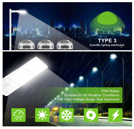 320W LED Parking Lot Light with Photocell, 5000K, 48000 Lumens, 100-277 VAC, Universal Mount