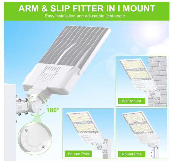320W LED Parking Lot Light with Photocell, 5000K, 48000 Lumens, 100-277 VAC, Universal Mount