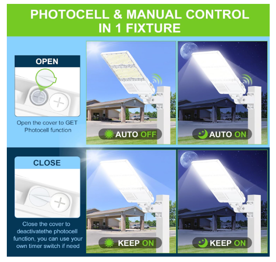 320W LED Parking Lot Light with Photocell, 5000K, 48000 Lumens, 100-277 VAC, Universal Mount