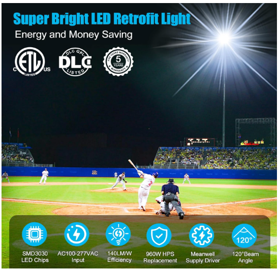 300W LED Pole Light Retrofit Kit – E39 Mogul Base, 100-277 VAC, 42000 Lumens