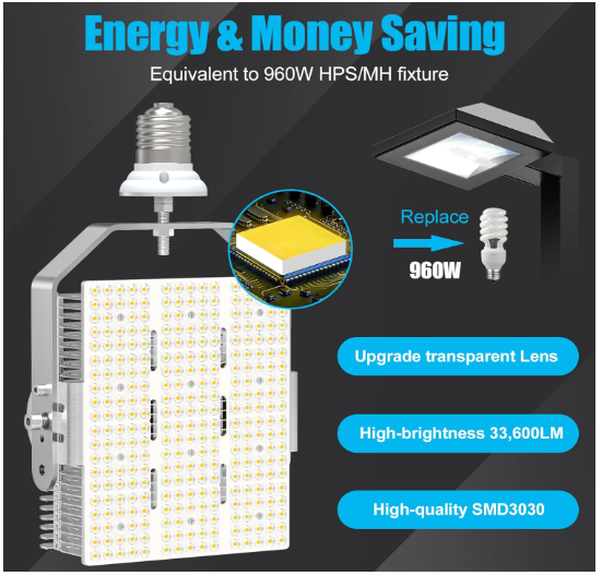300W LED Shoebox Retrofit Kit, E39 Mogul Base, 277-480 VAC, 42000 Lumens