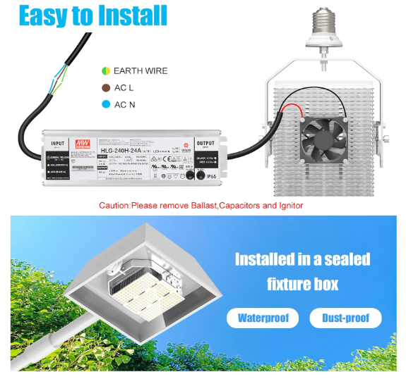 300W LED Pole Light Retrofit Kit – E39 Mogul Base, 100-277 VAC, 42000 Lumens