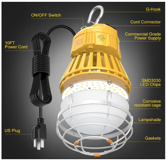 Work Light - Linkable, 60W-100W, 5000K, 13,000 lumens, 100-277 VAC