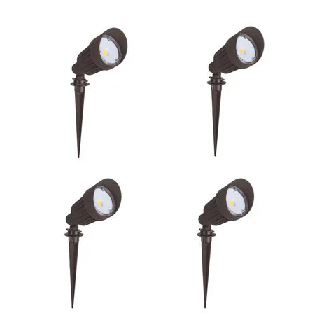 10W LED Landscape Light - 800 Lumens - 3000K Warm White - 12V DC - Ground Stake Mount - Bronze Housing - IP65  ETL Listed