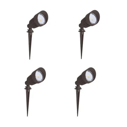 10W LED Landscape Light - 800 Lumens - 3000K Warm White - 12V DC - Ground Stake Mount - Bronze Housing - IP65  ETL Listed