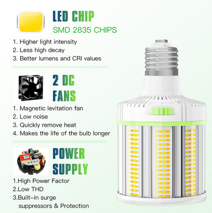 LED Corn Bulb, 120W, 18000 Lumens, 5000K, E39 Base, 277-480 VAC