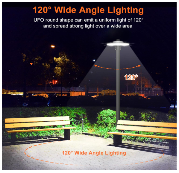 80W LED Post Top Light, 5000K, 100-277 VAC, 11200 Lumens, Built-in Photocell