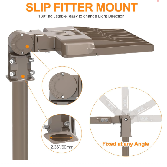 150W LED Parking Lot Light, 5000K, 21000 Lumens, Slip Fitter Mount, 277-480 VAC