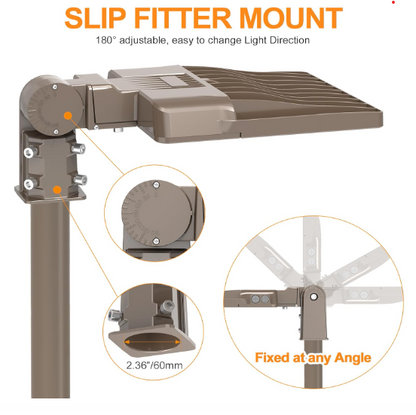 150W LED Parking Lot Light, 5000K, 21000 Lumens, Slip Fitter Mount, 277-480 VAC