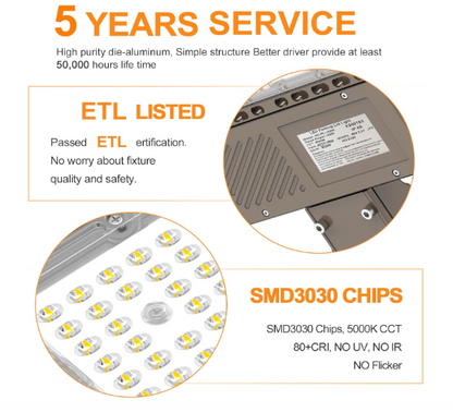 150W LED Parking Lot Light, 5000K, 21000 Lumens, Slip Fitter Mount, 277-480 VAC