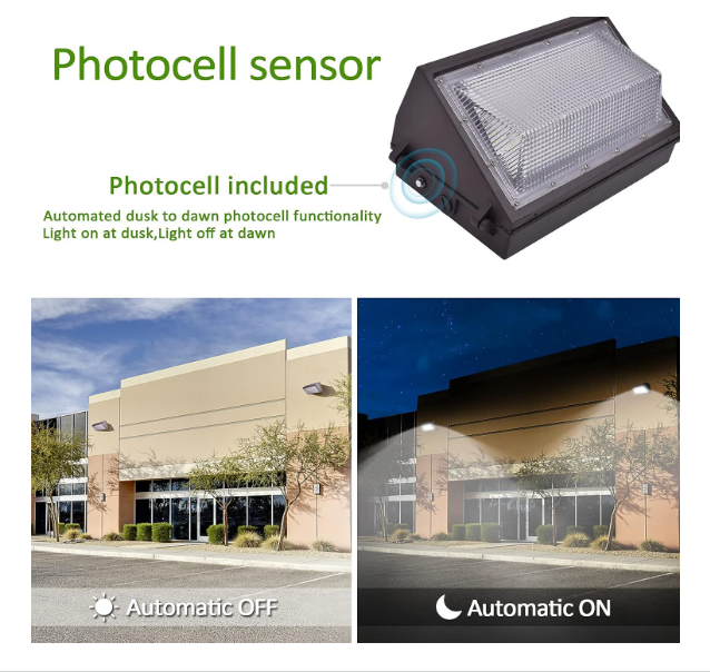 LED Wall Pack Light Built-in Photocell, 150W, 5000K, 19,500 Lumens, 100-277 VAC