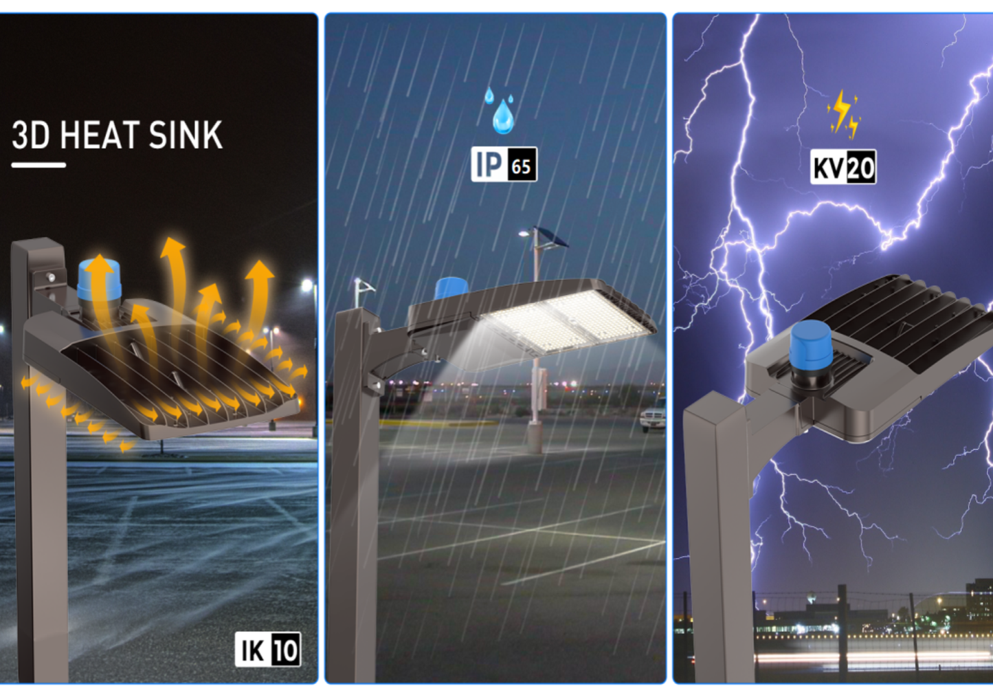 LED Area Light, 240W/260W/280W/310W Selectable Wattage, 4000K, 46,500 Lumens, 120-277 VAC, Shorting Cap Included